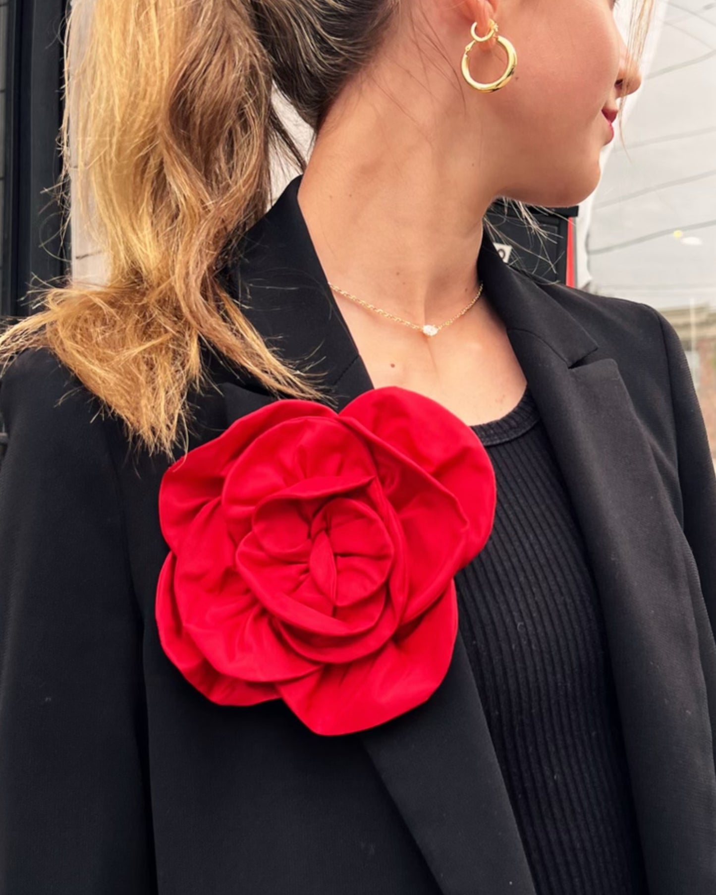 Red Rose Brooch